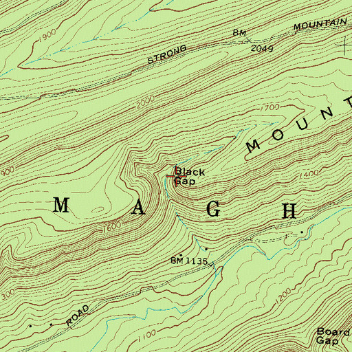 Topographic Map of Black Gap, PA