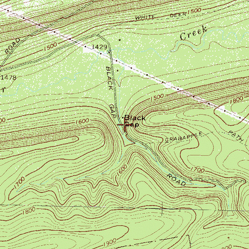 Topographic Map of Black Gap, PA