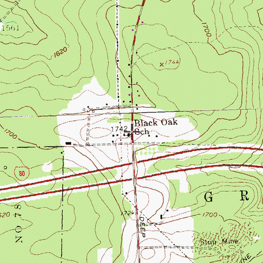 Topographic Map of Black Oak School, PA