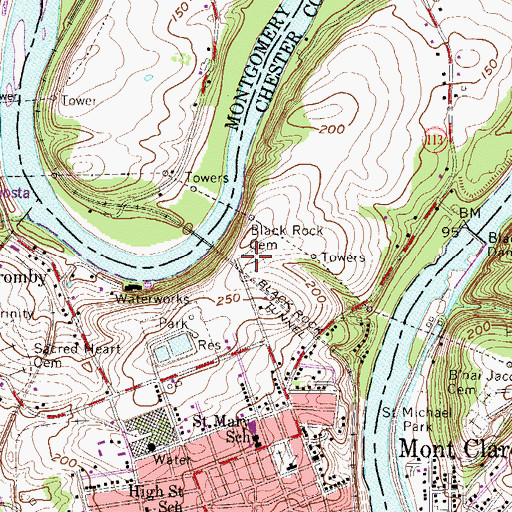 Topographic Map of Black Rock Cemetery, PA