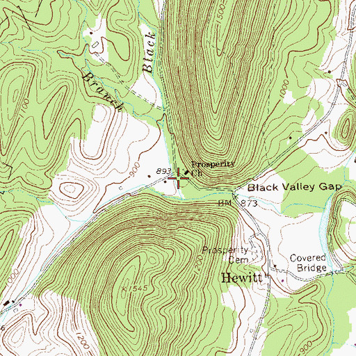 Topographic Map of Black Valley, PA