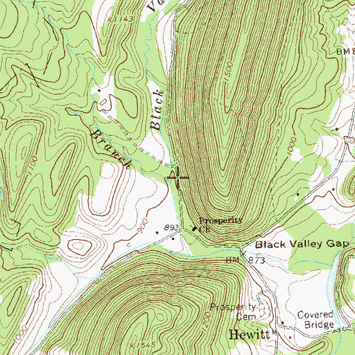 Topographic Map of Black Valley Branch, PA