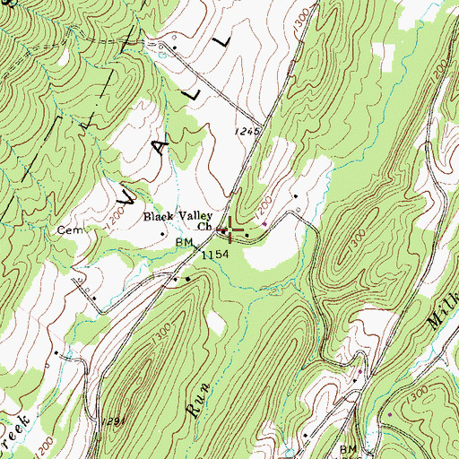 Topographic Map of Black Valley Church, PA