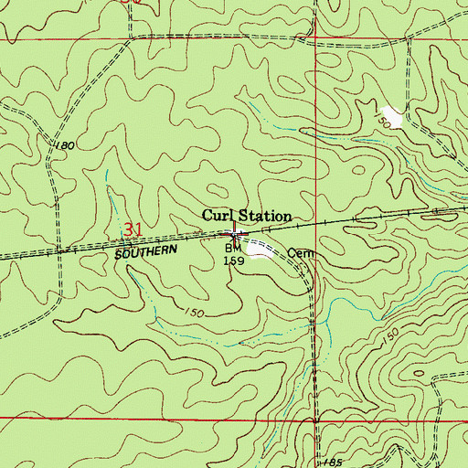 Topographic Map of Curl Station, AL