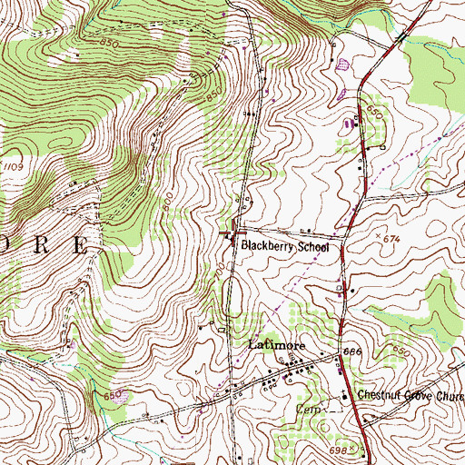 Topographic Map of Blackberry School, PA