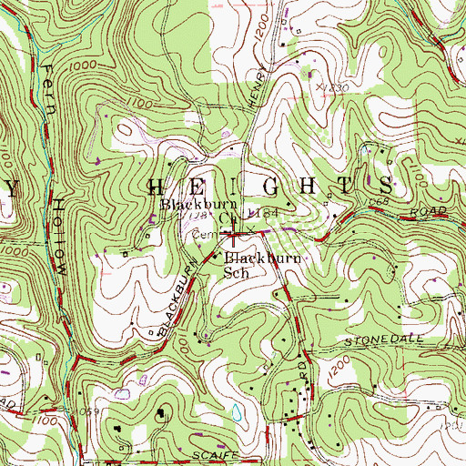Topographic Map of Blackburn Church, PA