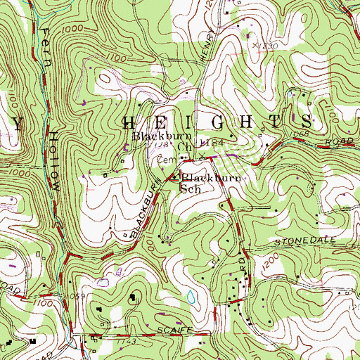 Topographic Map of Blackburn School, PA