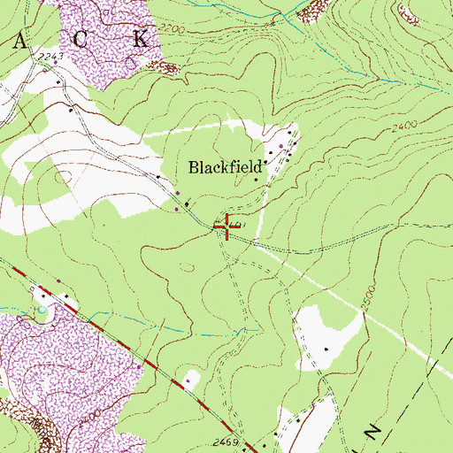 Topographic Map of Blackfield, PA