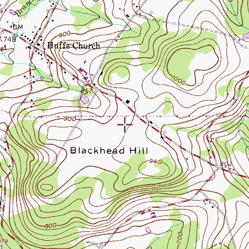 Topographic Map of Blackhead Hill, PA