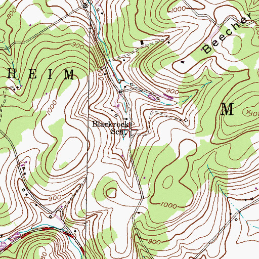 Topographic Map of Blackrock School, PA