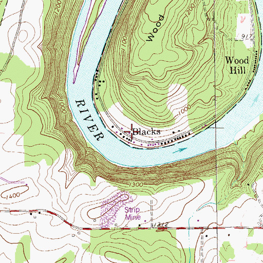 Topographic Map of Blacks, PA