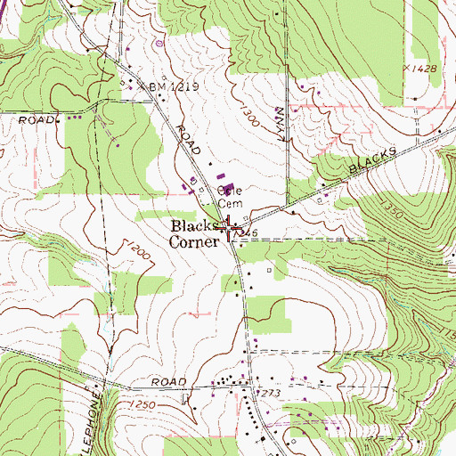Topographic Map of Blacks Corner, PA