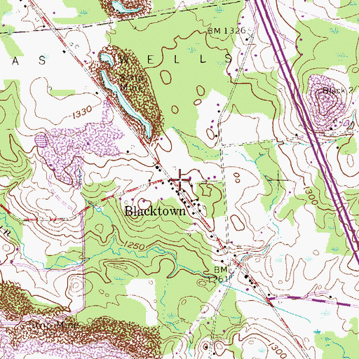 Topographic Map of Blacktown, PA