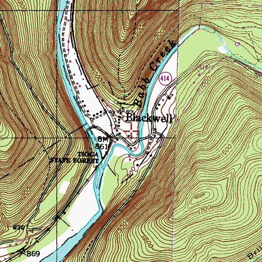 Topographic Map of Blackwell, PA