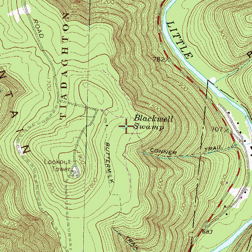 Topographic Map of Blackwell Swamp, PA