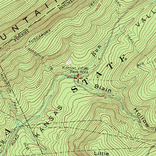 Topographic Map of Blain Hollow, PA