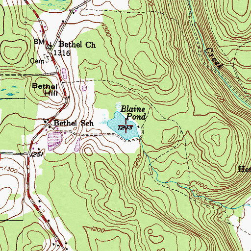 Topographic Map of Blaine Pond, PA