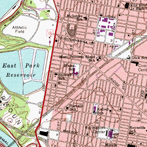 Topographic Map of Blaine School, PA