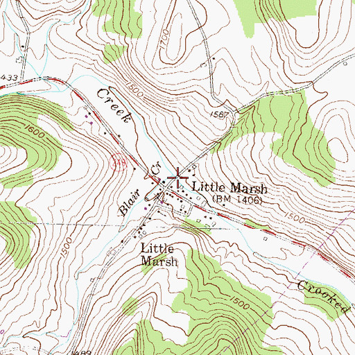 Topographic Map of Blair Creek, PA