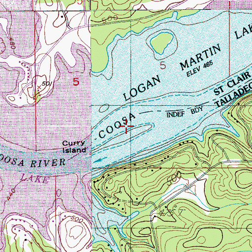 Topographic Map of Curry Island, AL