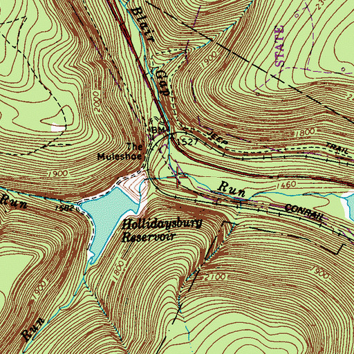 Topographic Map of Blair Run, PA