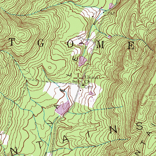 Topographic Map of Blair Valley, PA