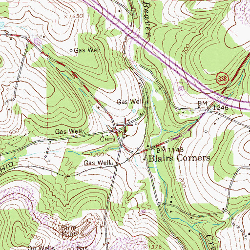 Topographic Map of Blairs Corners, PA