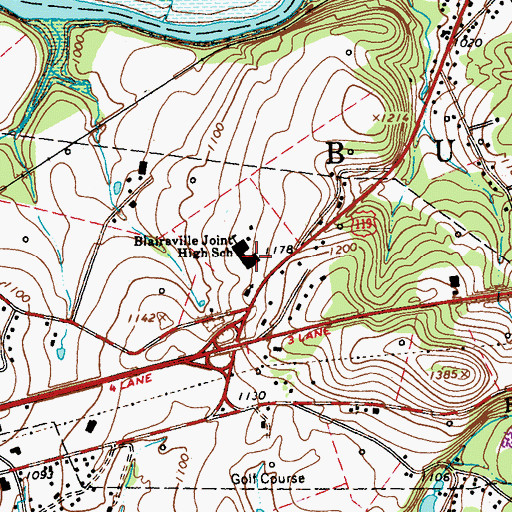 Topographic Map of Blairsville Joint High School, PA