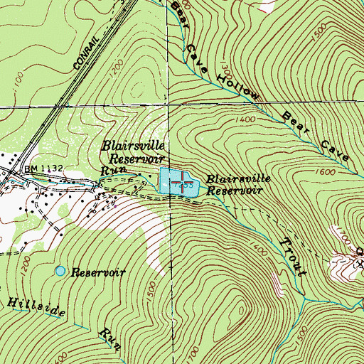 Topographic Map of Blairsville Reservoir, PA