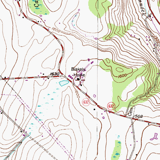Topographic Map of Blakely Home (historical), PA