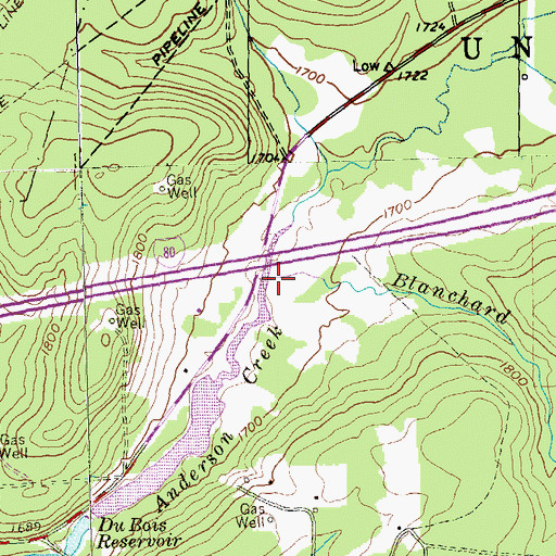 Topographic Map of Blanchard Run, PA