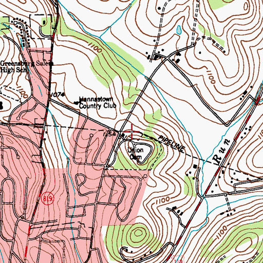 Topographic Map of Blanks School, PA