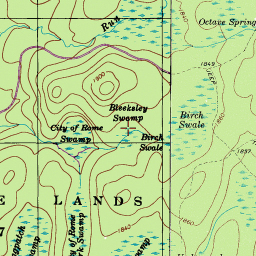 Topographic Map of Bleeksley Swamp, PA