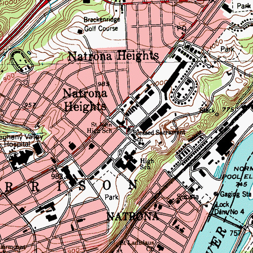 Topographic Map of Blessed Sacrament School, PA