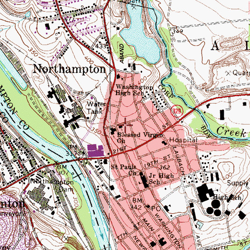 Topographic Map of Blessed Virgin Church, PA