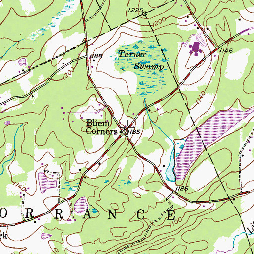 Topographic Map of Bliem Corners, PA