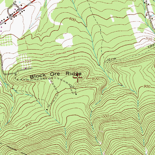 Topographic Map of Block Ore Ridge, PA