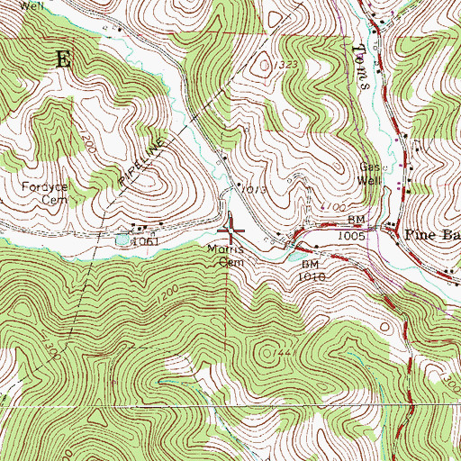 Topographic Map of Blockhouse Run, PA