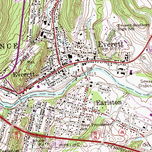 Topographic Map of Bloody Run, PA