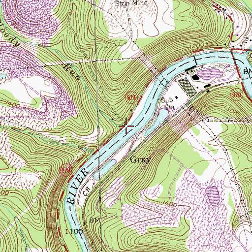 Topographic Map of Bloody Run, PA
