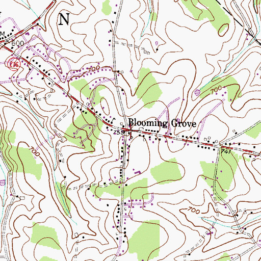 Topographic Map of Blooming Grove, PA