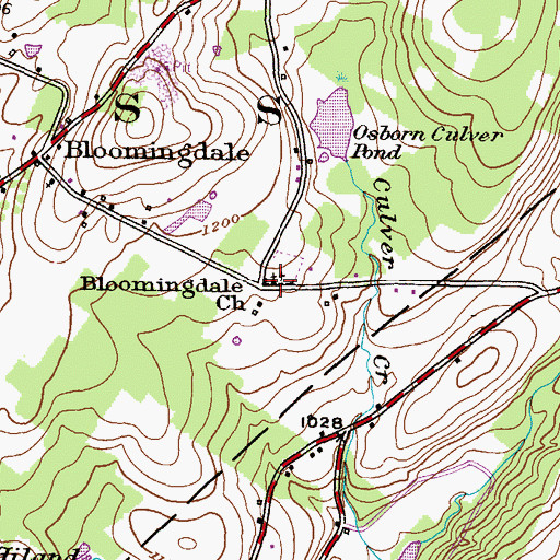 Topographic Map of Bloomingdale Church, PA
