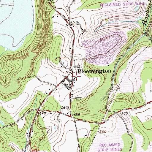 Topographic Map of Bloomington, PA