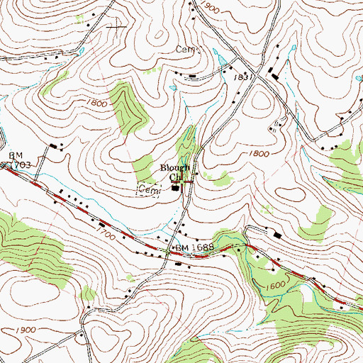 Topographic Map of Blough Church, PA