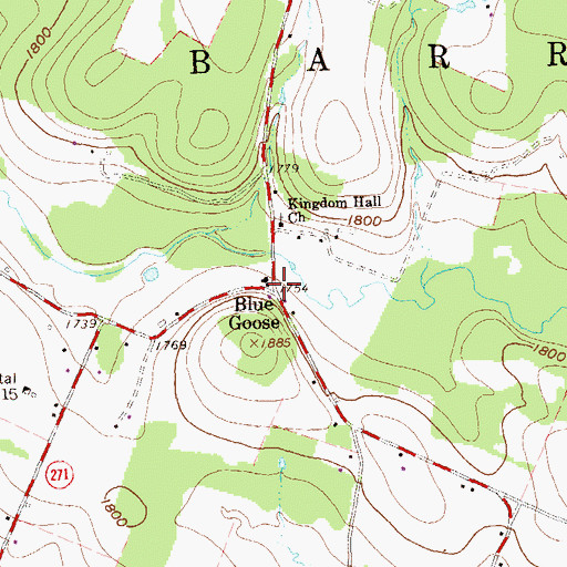 Topographic Map of Blue Goose, PA
