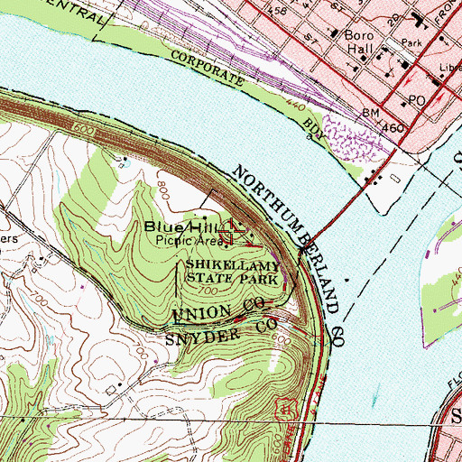 Topographic Map of Blue Hill, PA