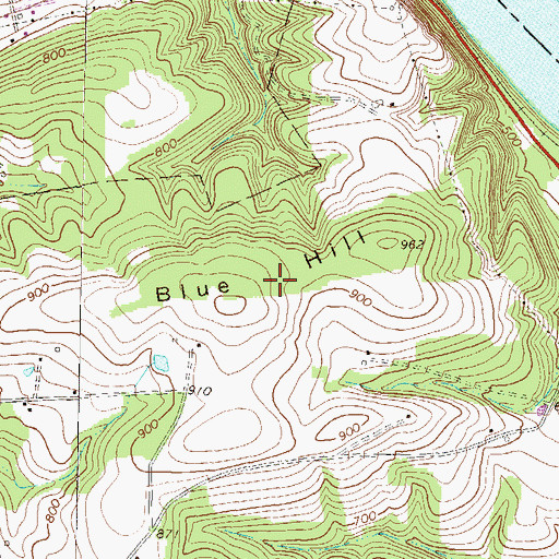 Topographic Map of Blue Hill, PA