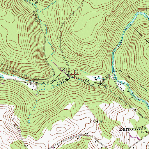 Topographic Map of Blue Hole Creek, PA