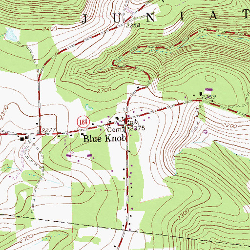 Topographic Map of Blue Knob, PA