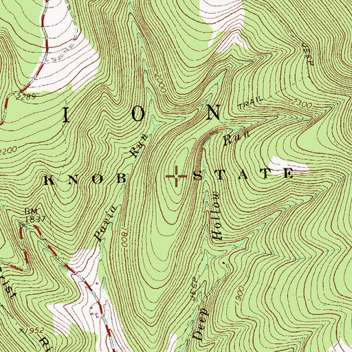 Topographic Map of Blue Knob State Park, PA